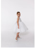 White Beaded Organza V Back Flower Girl Dress